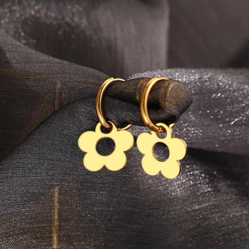 Dainty Floral Hoop Earrings