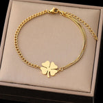 Load image into Gallery viewer, Dainty Four Leaf Clover Layered Chain Bracelet
