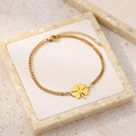 Load image into Gallery viewer, Dainty Four Leaf Clover Layered Chain Bracelet
