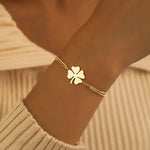 Load image into Gallery viewer, Dainty Four Leaf Clover Layered Chain Bracelet
