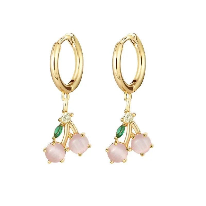 Dainty fruit hoop stud earrings 642445