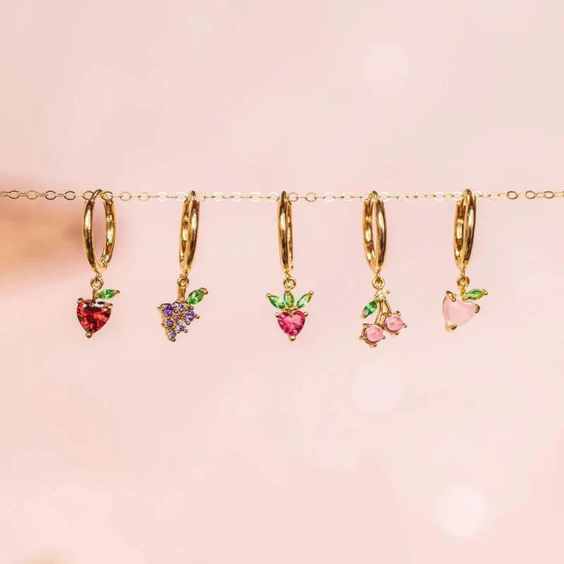 Dainty Fruit Hoop & Stud Earrings