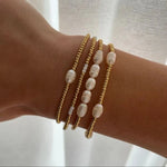 Load image into Gallery viewer, Dainty Gold Beaded Pearl Bracelets
