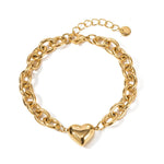 Load image into Gallery viewer, Dainty Gold Chain Link Heart Bracelet
