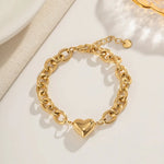 Load image into Gallery viewer, Dainty Gold Chain Link Heart Bracelet
