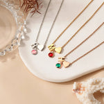 Load image into Gallery viewer, Dainty Heart &amp; Birthstone Letter Initial Necklace
