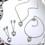 Load image into Gallery viewer, Dainty Heart Chain Necklace, Bracelet, and Earring Set
