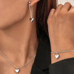 Load image into Gallery viewer, Dainty Heart Chain Necklace, Bracelet, and Earring Set
