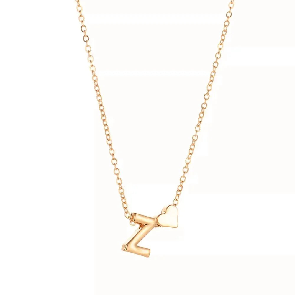 Dainty heart letter initial necklace 111490