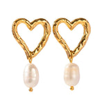 Load image into Gallery viewer, Dainty Heart Pearl Drop Earrings
