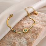 Load image into Gallery viewer, Dainty Herringbone Turquoise Stone Bracelet
