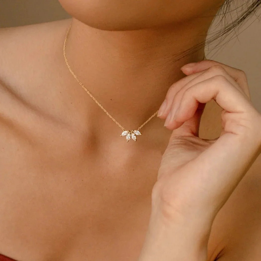 Dainty lotus floral necklace 309995