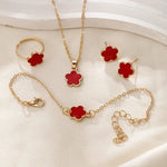Load image into Gallery viewer, Dainty Lucky Floral Clover Necklace, Bracelet, Earrings, and Rings Set
