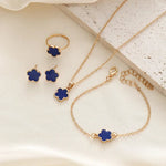Load image into Gallery viewer, Dainty Lucky Floral Clover Necklace, Bracelet, Earrings, and Rings Set
