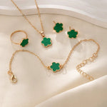 Load image into Gallery viewer, Dainty Lucky Floral Clover Necklace, Bracelet, Earrings, and Rings Set
