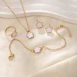 Load image into Gallery viewer, Dainty Lucky Floral Clover Necklace, Bracelet, Earrings, and Rings Set

