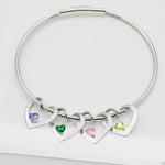 Load image into Gallery viewer, Dainty Name &amp; Birthstone Heart Charm Bangle Bracelet &amp; Necklace
