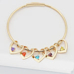 Load image into Gallery viewer, Dainty Name &amp; Birthstone Heart Charm Bangle Bracelet &amp; Necklace
