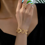 Load image into Gallery viewer, Dainty Open Clover Adjustable Bracelet and Ring Set
