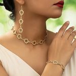 Load image into Gallery viewer, Dainty Open Clover Choker Necklace, Bracelet, Earring Set
