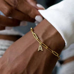 Load image into Gallery viewer, Dainty Paperclip Letter Initial Bracelet
