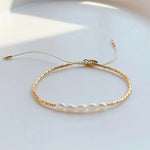 Load image into Gallery viewer, Dainty Pearl Golden Beaded Bracelet
