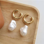 Load image into Gallery viewer, Dainty Pearl Huggie Earrings
