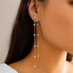 Load image into Gallery viewer, Dainty Pearl Long Tassel Earrings

