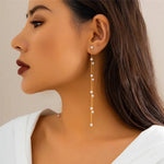 Load image into Gallery viewer, Dainty Pearl Long Tassel Earrings
