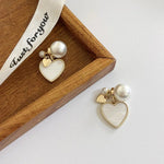 Load image into Gallery viewer, Dainty Pearl Stud Heart Shell Earrings
