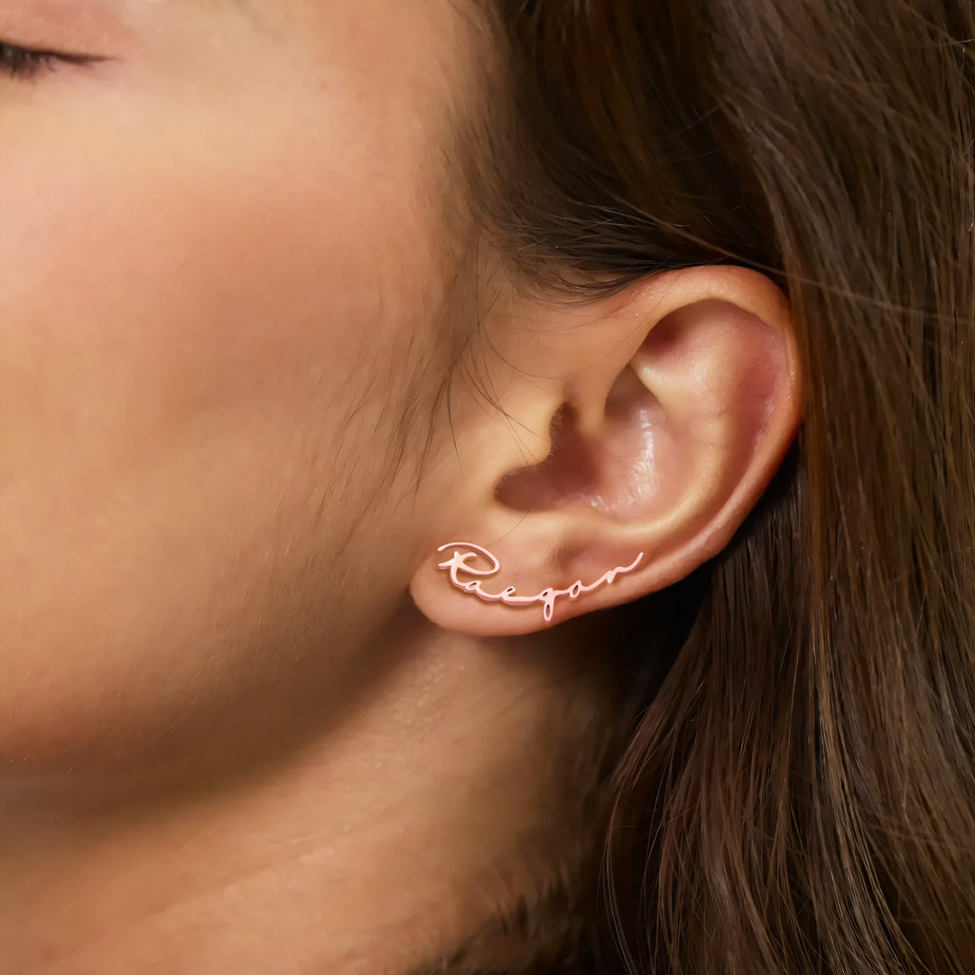 18k Dainty Custom Name Earrings