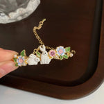 Load image into Gallery viewer, Dainty Rabbits Floral Bracelet
