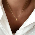 Load image into Gallery viewer, Dainty Satellite Chain Letter Initial Necklace
