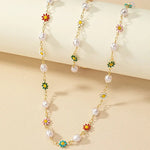 Load image into Gallery viewer, Dainty Spring Floral Pearls Bracelet and Necklace Set
