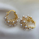 Load image into Gallery viewer, Dainty Statement Pearl Hoop Earrings
