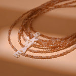 Load image into Gallery viewer, Dainty Stone Beaded Initial Necklace
