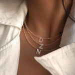 Load image into Gallery viewer, Dainty Stone Beaded Initial Necklace
