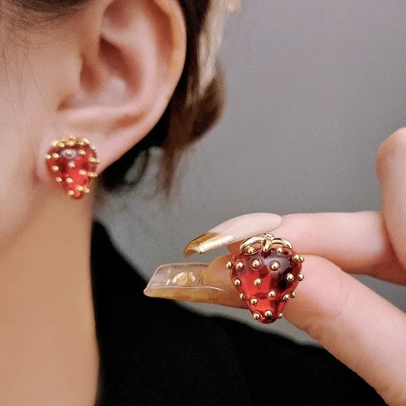 Dainty strawberry grace stud earrings 988190