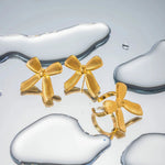 Load image into Gallery viewer, Dainty Striped Bow Elegant Ring and Earrings
