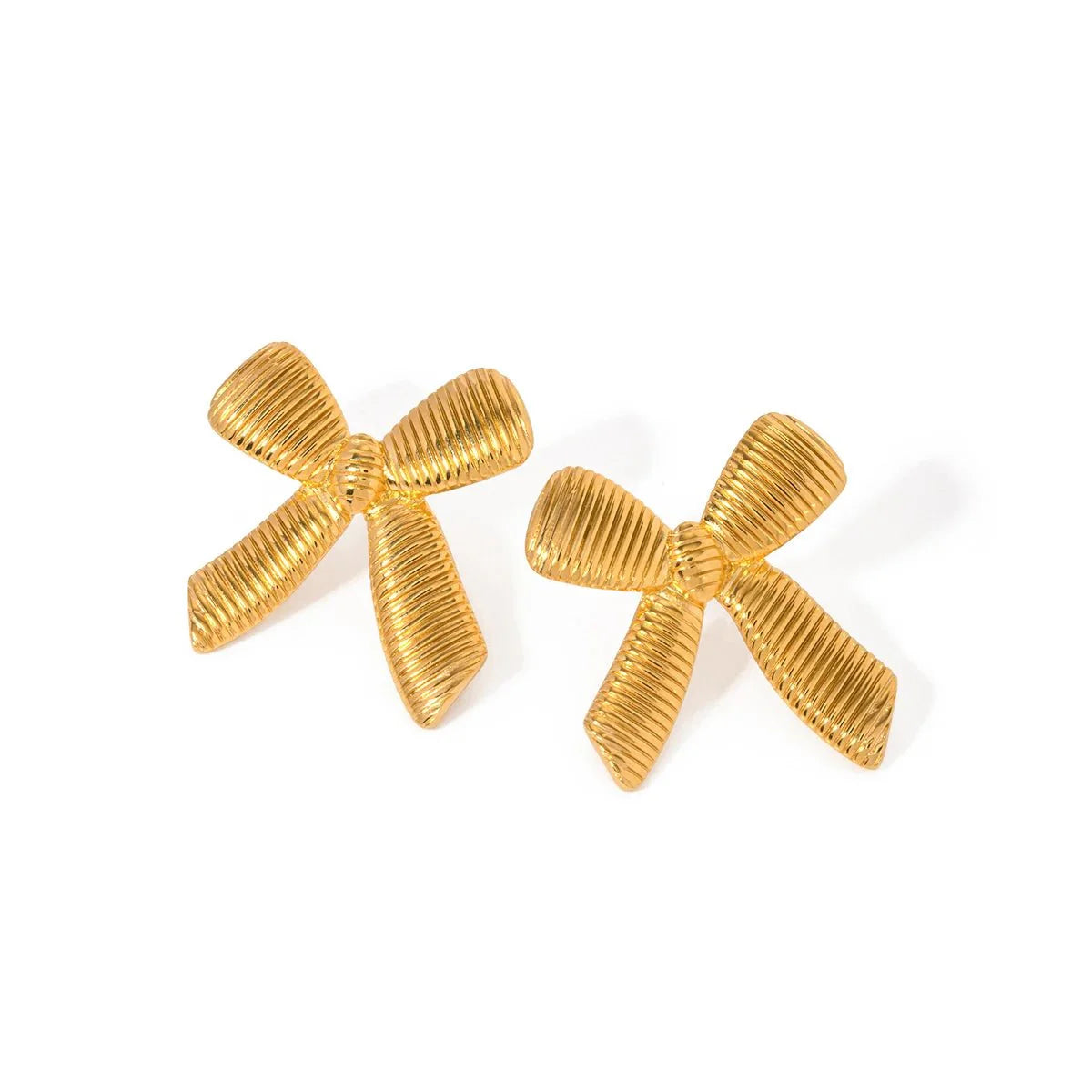 Dainty striped bow elegant ring and earrings 408359