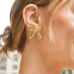 Load image into Gallery viewer, Dainty Striped Bow Elegant Ring and Earrings
