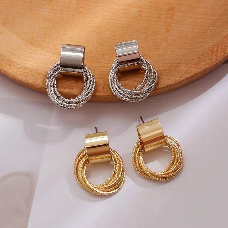 Dainty Strung Circle Chain Earrings
