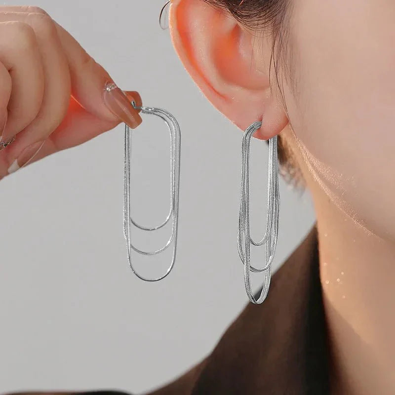 Dainty tassel dangle chain earrings 386520
