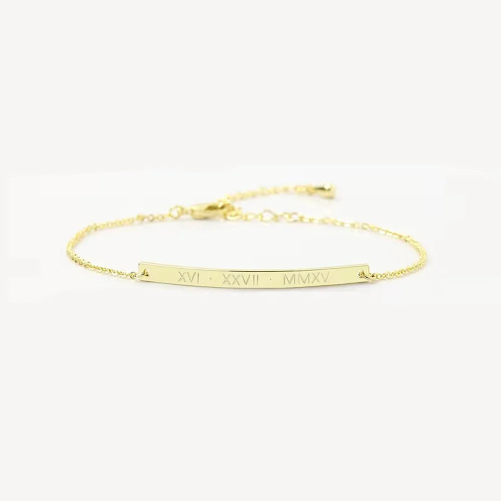 Dainty thin engraving bracelet