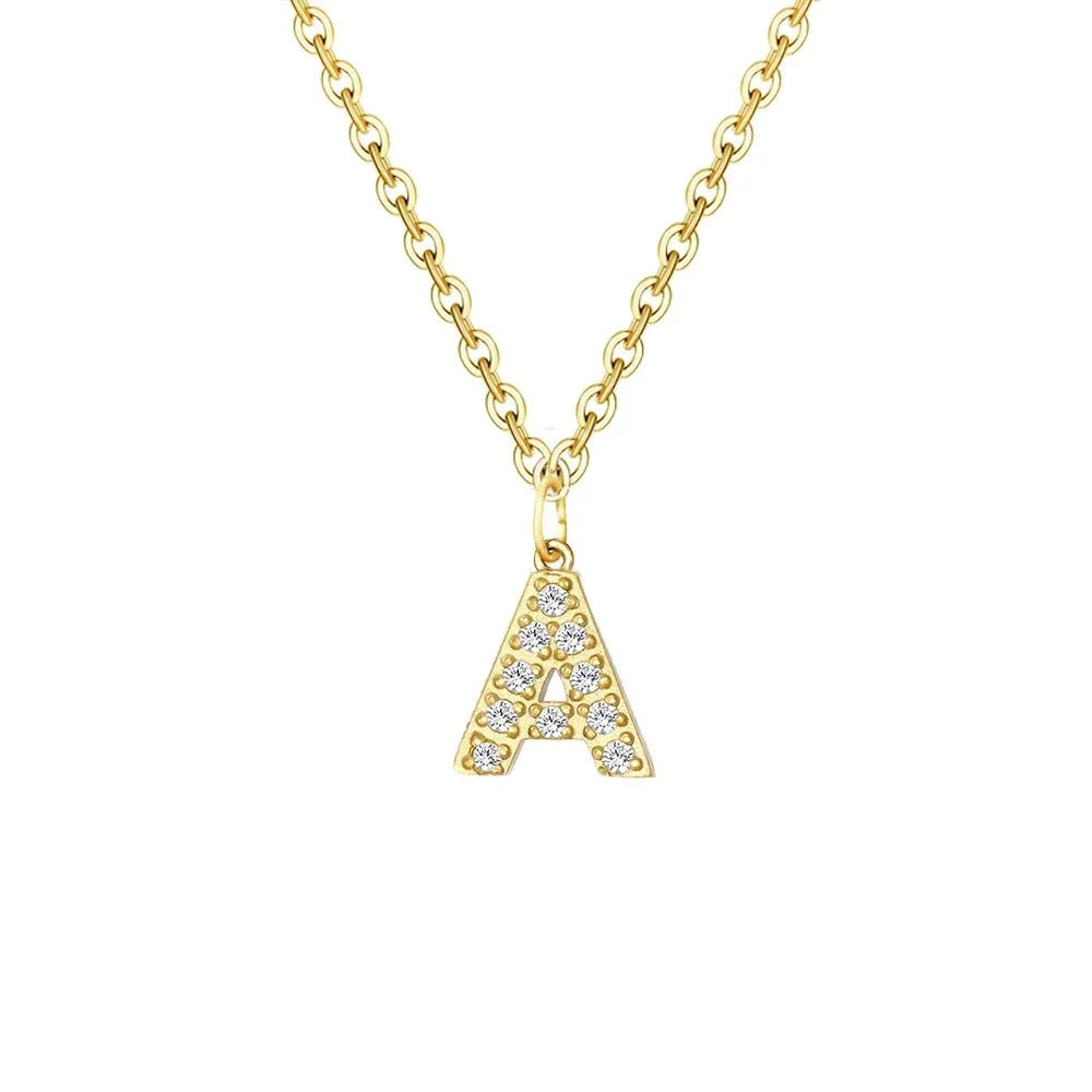Dainty zircon letter initial number symbol chain necklace 207562