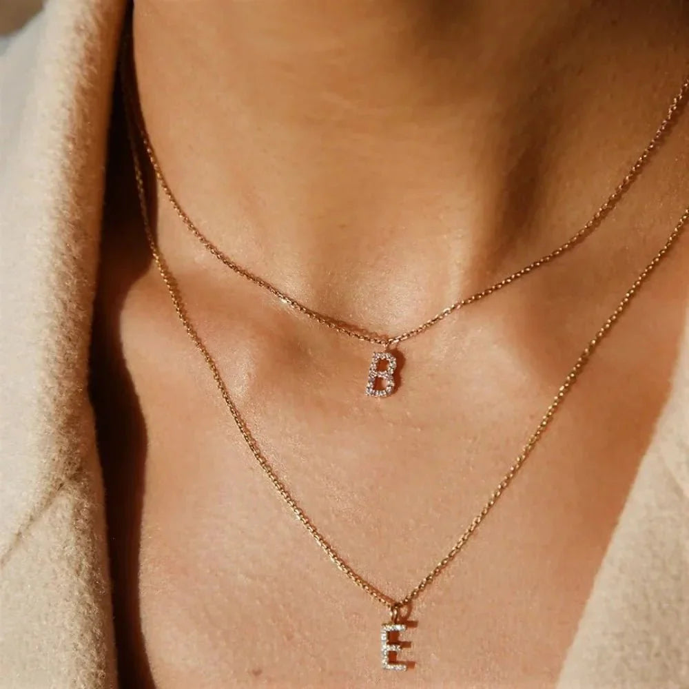 Dainty Zircon Letter Initial, Number, Symbol Chain Necklace