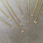 Load image into Gallery viewer, Dainty Zircon Letter Initial, Number, Symbol Chain Necklace
