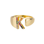 Load image into Gallery viewer, Dazzling Rainbow Custom Letter Initial Rings
