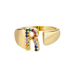 Load image into Gallery viewer, Dazzling Rainbow Custom Letter Initial Rings
