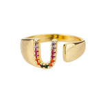 Load image into Gallery viewer, Dazzling Rainbow Custom Letter Initial Rings
